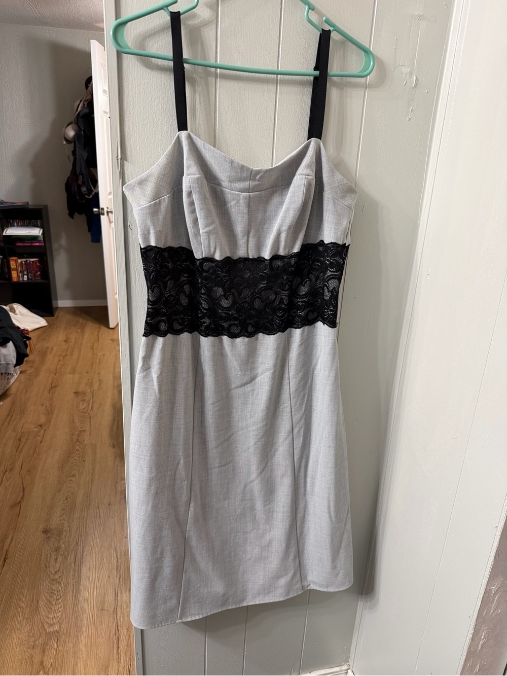 torrid Light Gray Dress with Black Lace Accents
